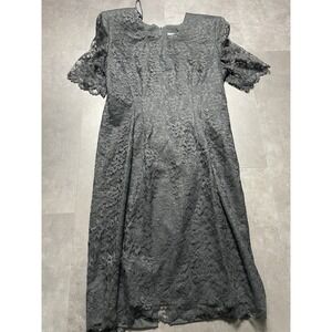 Vintage‎ T & F Lace Black Dress  Sz 12  - USA. F-143